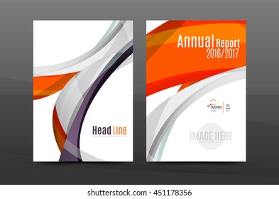 Plantilla de impresión empresarial A4 de fondo abstracto con ondas de color. Portada de folletos o informes anuales, disposición del volante de actividades vectoriales, afiche abstracto geométrico, ilustración de identidad