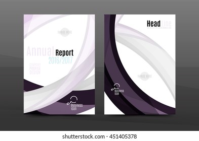 Color waves abstract background geometric A4 business print template. Brochure or annual report cover, vector business flyer layout, geometric abstract poster, identity illustration