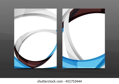 Color waves abstract background geometric A4 business print template. Brochure or annual report cover, vector business flyer layout, geometric abstract poster, identity illustration