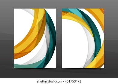 Color waves abstract background geometric A4 business print template. Brochure or annual report cover, vector business flyer layout, geometric abstract poster, identity illustration