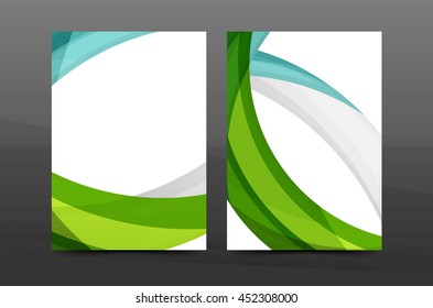 Color waves abstract background geometric A4 business print template. Brochure or annual report cover, vector business flyer layout, geometric abstract poster, identity illustration