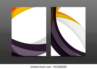 Color waves abstract background geometric A4 business print template. Brochure or annual report cover, vector business flyer layout, geometric abstract poster, identity illustration