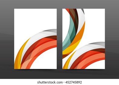 Color waves abstract background geometric A4 business print template. Brochure or annual report cover, vector business flyer layout, geometric abstract poster, identity illustration