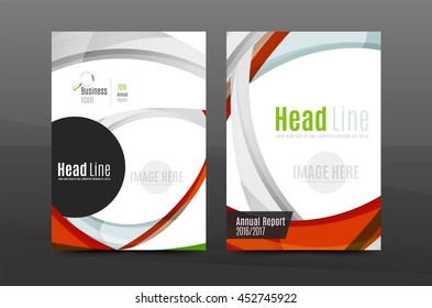 Color waves abstract background geometric A4 business print template. Brochure or annual report cover, vector business flyer layout, geometric abstract poster, identity illustration