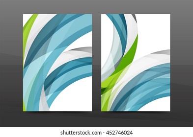 Color waves abstract background geometric A4 business print template. Brochure or annual report cover, vector business flyer layout, geometric abstract poster, identity illustration