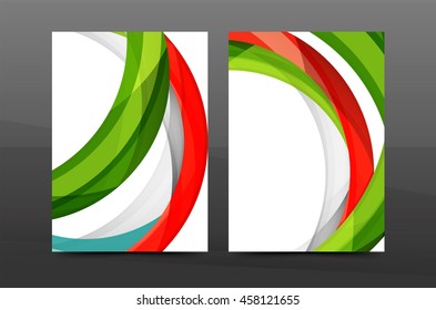 Color waves abstract background geometric A4 business print template. Brochure or annual report cover, vector business flyer layout, geometric abstract poster, identity illustration
