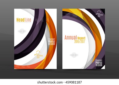 Plantilla de impresión empresarial A4 de fondo abstracto con ondas de color. Portada de folletos o informes anuales, disposición del volante de actividades vectoriales, afiche abstracto geométrico, ilustración de identidad
