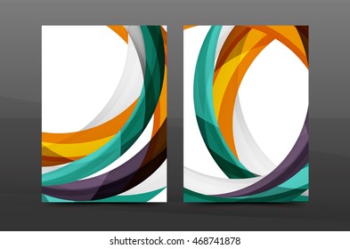 Color waves abstract background geometric A4 business print template. Brochure or annual report cover, vector business flyer layout, geometric abstract poster, identity illustration