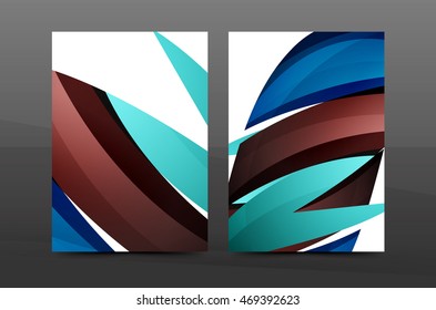 Color waves abstract background geometric A4 business print template. Brochure or annual report cover, vector business flyer layout, geometric abstract poster, identity illustration