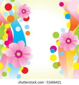 color waves background with flowers