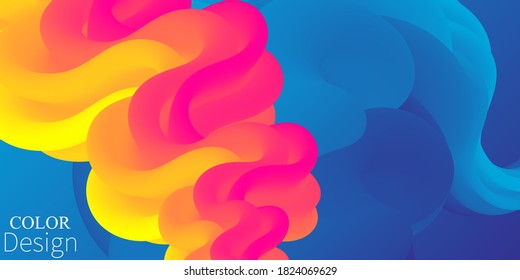 Fondo de ondas de color. Afiche de fluidos. Esplash de tinta. Color líquido. Forma fluida. Flujo abstracto. Color vibrante. Afiche de moda. Gradiente colorido. 3.ª Ola.