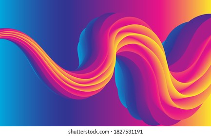 Color Waves Background. Fluid Poster. Abstract Flow. Vibrant Color. Trendy Poster. Colorful Gradient. 3d Fluid Wave. Liquid Shape. Flow Wave.