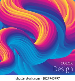 Color Waves Background. Fluid Poster. Abstract Flow. Vibrant Color. Trendy Poster. Colorful Gradient. 3d Fluid Wave. Liquid Shape. Flow Wave.