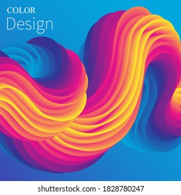 Color Waves Background. Fluid Poster. Abstract Flow. Vibrant Color. Trendy Poster. Colorful Gradient. 3d Fluid Wave. Liquid Shape. Flow Wave.