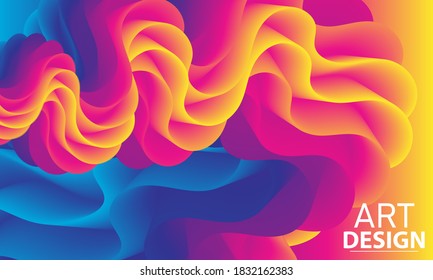 Color Waves Background. Fluid Poster. Abstract Flow. Vibrant Color. Trendy Poster. Colorful Gradient. 3d Fluid Wave. Liquid Shape. Flow Wave.