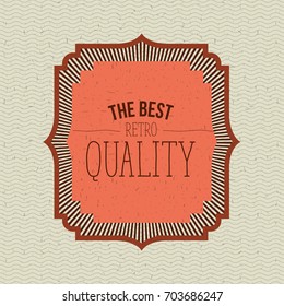 color waves lines background with orange ornamental frame the best retro quality text vector illustration