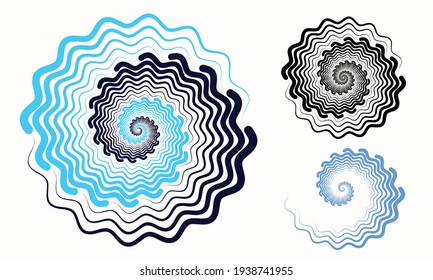 Color waves lines in spiral. Yin and yang style.