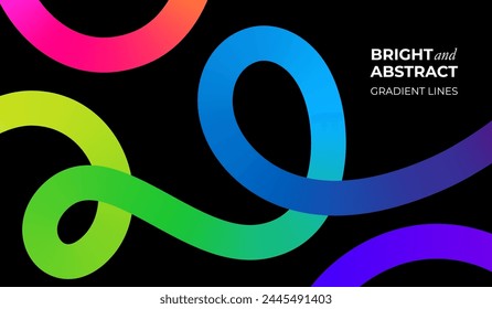 Ondas de color con degradado arcoiris. Abstractas Formas modernas. Fondo de Vector con cinta dinámica de colores. Trazos en espiral. Línea de arte colorida