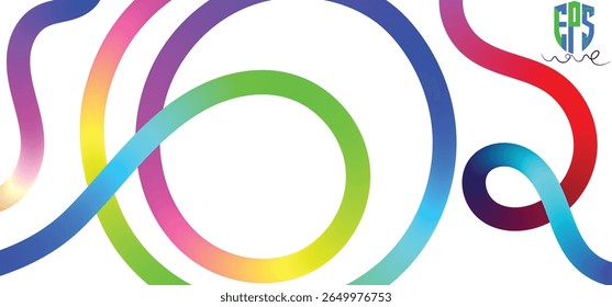 Color Waves with Rainbow Gradient. Abstract Modern Shapes. Vector Background with Color Dynamic Ribbon. Flowing Spiral Strokes. Colorful Line Art.eps10