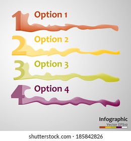 Color wavy infographic elements with text. Vector illustration.