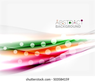 Líneas onduladas de color con efectos brillantes claros. Plantilla de fondo abstracta con espacio en blanco