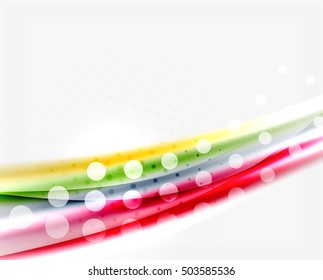 Color wavy lines with light shiny effects. Abstract background template with blank space