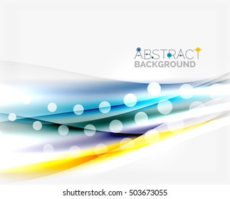 Líneas onduladas de color con efectos brillantes claros. Plantilla de fondo abstracta con espacio en blanco