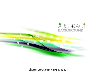 Líneas onduladas de color con efectos brillantes claros. Plantilla de fondo abstracta con espacio en blanco