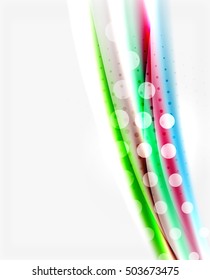 Color wavy lines with light shiny effects. Abstract background template with blank space