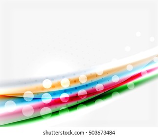 Color wavy lines with light shiny effects. Abstract background template with blank space