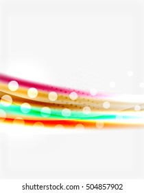 Líneas onduladas de color con efectos brillantes claros. Plantilla de fondo abstracta con espacio en blanco
