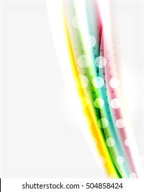 Color wavy lines with light shiny effects. Abstract background template with blank space