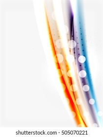 Líneas onduladas de color con efectos brillantes claros. Plantilla de fondo abstracta con espacio en blanco