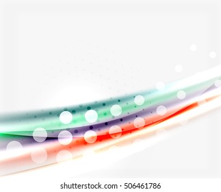 Líneas onduladas de color con efectos brillantes claros. Plantilla de fondo abstracta con espacio en blanco