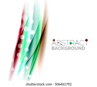 Líneas onduladas de color con efectos brillantes claros. Plantilla de fondo abstracta con espacio en blanco