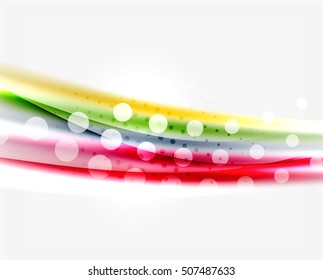 Color wavy lines with light shiny effects. Abstract background template with blank space