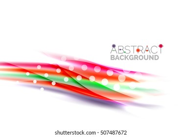 Líneas onduladas de color con efectos brillantes claros. Plantilla de fondo abstracta con espacio en blanco