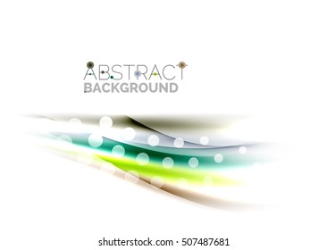 Líneas onduladas de color con efectos brillantes claros. Plantilla de fondo abstracta con espacio en blanco