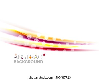 Color wavy lines with light shiny effects. Abstract background template with blank space