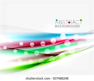 Color wavy lines with light shiny effects. Abstract background template with blank space