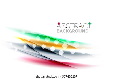 Líneas onduladas de color con efectos brillantes claros. Plantilla de fondo abstracta con espacio en blanco