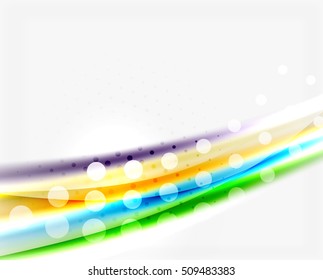 Color wavy lines with light shiny effects. Abstract background template with blank space