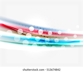 Líneas onduladas de color con efectos brillantes claros. Plantilla de fondo abstracta con espacio en blanco