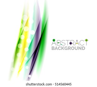 Líneas onduladas de color con efectos brillantes claros. Plantilla de fondo abstracta con espacio en blanco