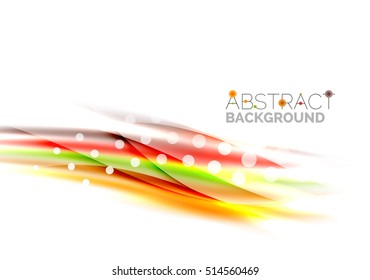 Líneas onduladas de color con efectos brillantes claros. Plantilla de fondo abstracta con espacio en blanco