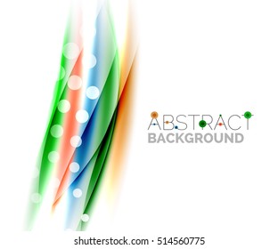 Líneas onduladas de color con efectos brillantes claros. Plantilla de fondo abstracta con espacio en blanco