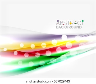 Color wavy lines with light shiny effects. Abstract background template with blank space