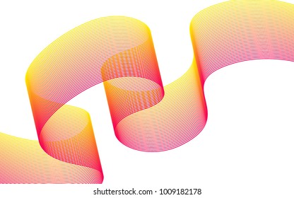  Color Wavy Lines on White Isolated Background. Abstract Vector Illustration. Creative Wave with Lines Created Using Blend Tool. Color Waved Lines for Banner, Website, Flyer, Web Design.