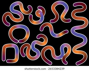 Formas onduladas de color. Figuras orgánicas de línea dinámica Abstractas con color degradado, cinta fluida de onda de moda y Elementos de ondulación de curva para el diseño de carteles