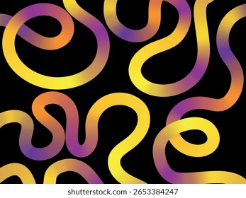 Formas onduladas coloridas. Abstrato linhas dinâmicas figuras orgânicas com cor gradiente, fita de fluido de onda na moda e elementos de onda curva para design de pôster